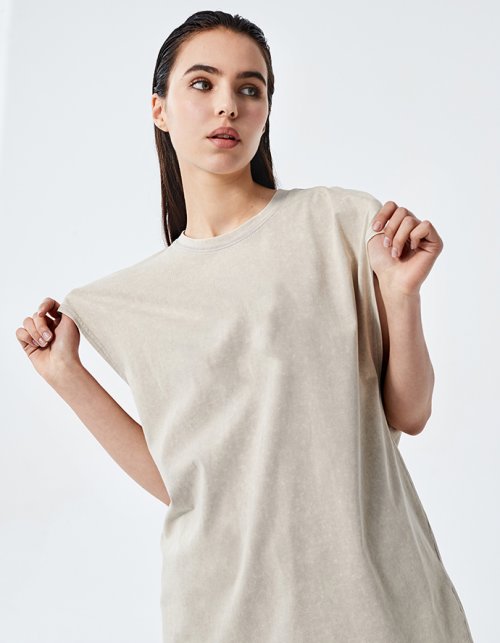 womens longline cap sleeve stone washed t shirt 丨 Lezhou Garment