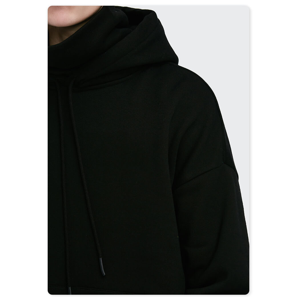custom man loose fit hoodie with high collar 丨 Lezhou Garment