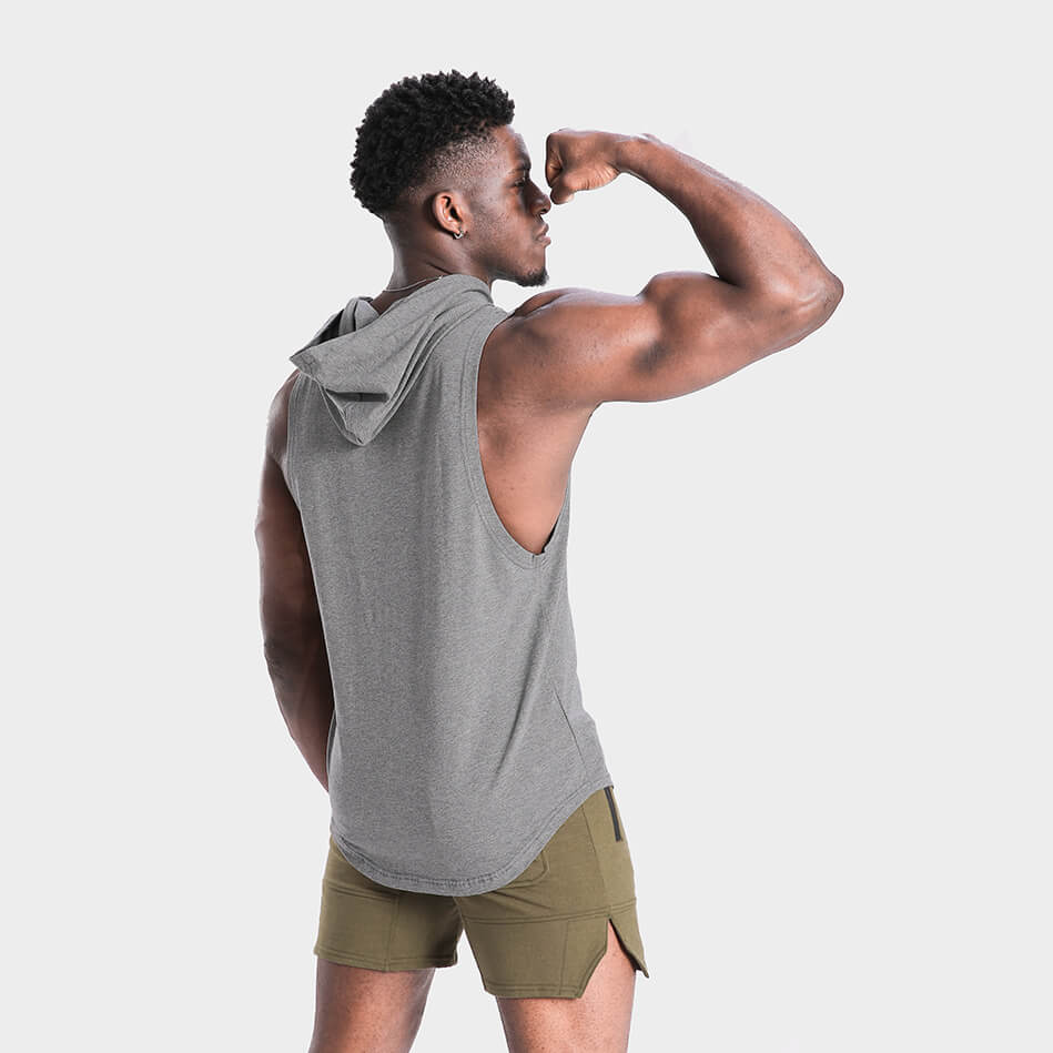 mens workout tank top with hood wholesale 丨 Lezhou Garment
