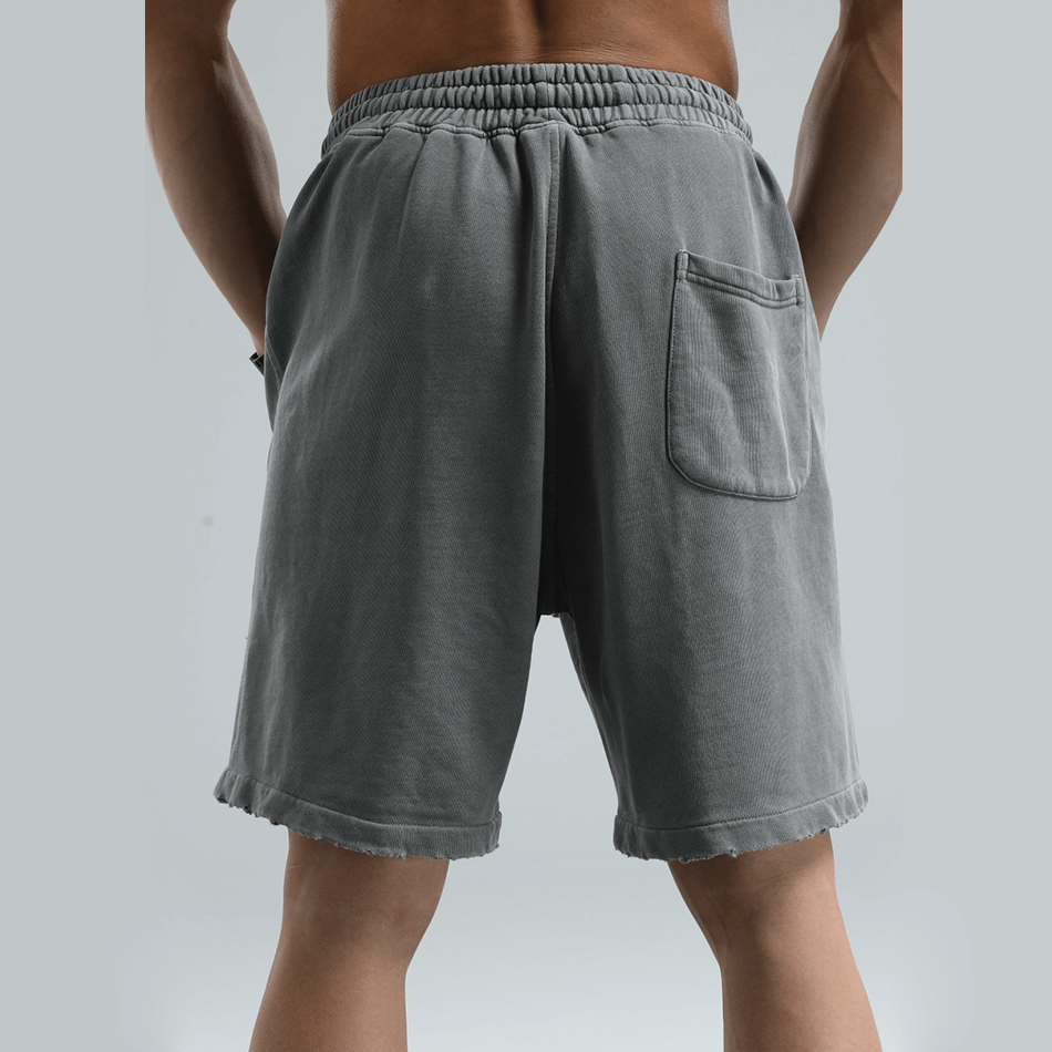 acid wash mens french terry cotton shorts 丨 Lezhou Garment